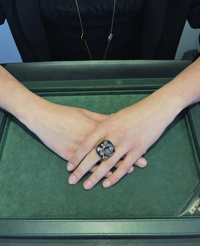 Bague 55 POMELLATO - Bague Victoria en or rose, jais et cristal de roche 58 Facettes 2.18493