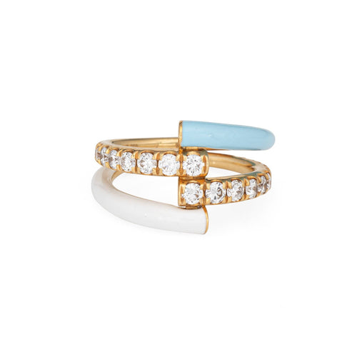 Bague Bague Melissa Kaye en or jaune 18 carats avec diamant 1 carat et émail, bijouterie fine 58 Facettes G14021