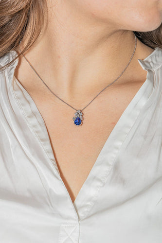 Collier Collier Or blanc Saphir 58 Facettes 3290287CN