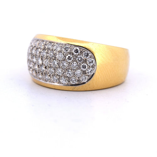 Bague 61 Bague cocktail en or jaune sertie de diamants - années 1950 58 Facettes