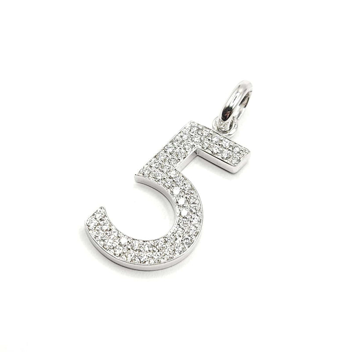 Pendentif Pendentif "5" or blanc serti de diamants 58 Facettes