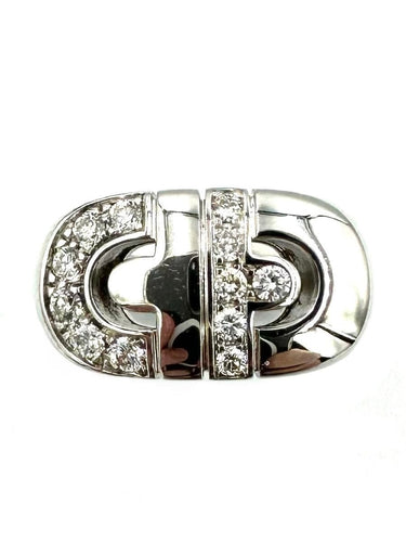 Bague BVLGARI. Collection "Parentesi", bague or blanc 18K et diamants 58 Facettes