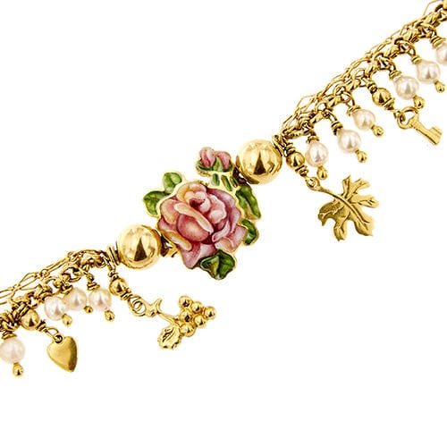 Collier Collier avec fleur en émail et breloques 58 Facettes 37280