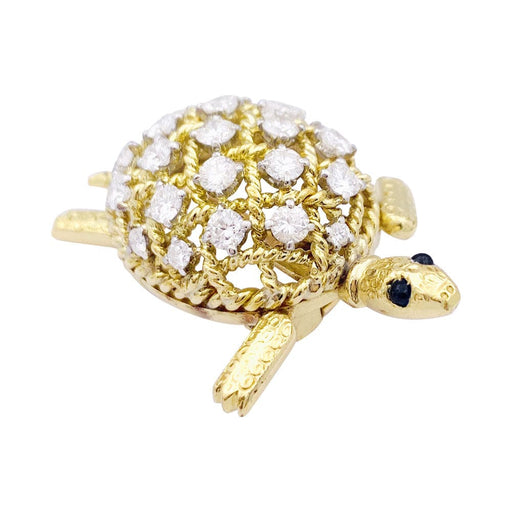 Brooch Vintage Cartier brooch, "Tortue", yellow gold and diamonds. 58 Facettes 33394