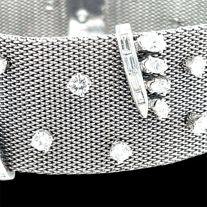 Bracelet Bracelet rétro en tissu platine avec diamants de 7,50 ct 58 Facettes