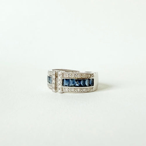 Bague Or gris, saphirs et diamants