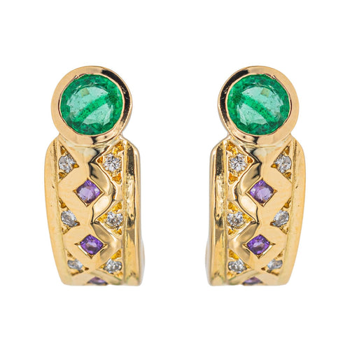 Boucles d'oreilles Boucles d'oreilles Or jaune Emeraude 58 Facettes 2845487CN