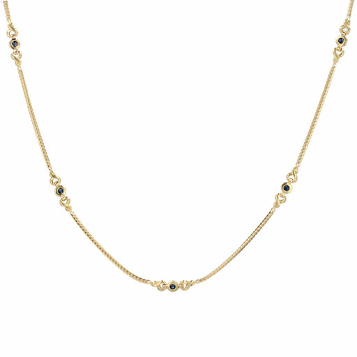 Necklace Fine gold necklace with flat curb chain and its patterns with sapphires 58 Facettes 16-270