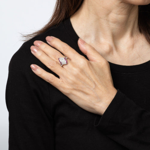 Bague 50 Bague Art Déco Vintage Diamant Rubis Platine Navette 58 Facettes G14042