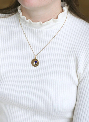 Pendentif Pendentif médaille astrologique Verseau, or et émail 58 Facettes