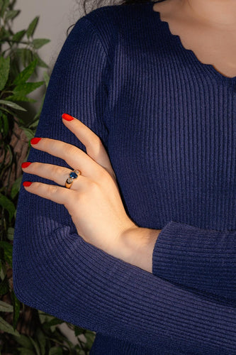 Bague 53 Bague Or jaune Saphir, Diamant 58 Facettes 4745022CN