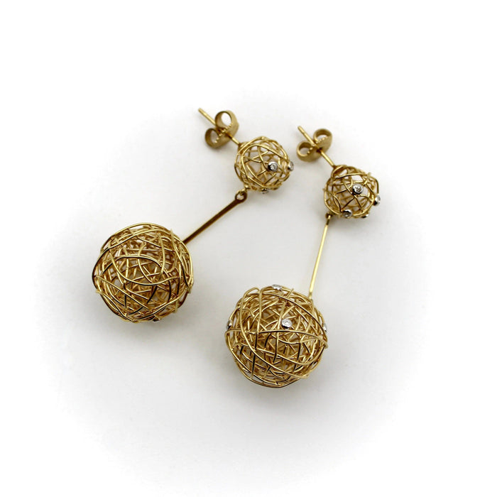 Boucles d'oreilles Boucles d'oreilles pendantes en or, diamant et boule métallique 58 Facettes