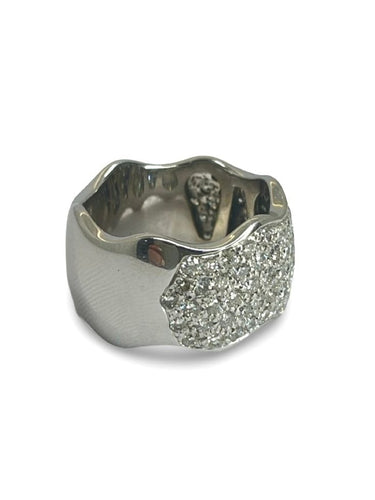 Bague 55 Alliance or blanc et diamant 1,50 ct 58 Facettes