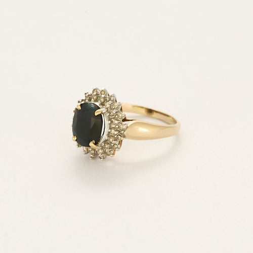 Bague 56 Bague en or jaune et or blanc, saphir et diamants 58 Facettes B250591