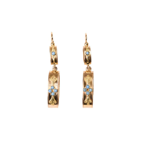 Boucles d'oreilles Boucles d'oreilles anciennes pendantes motif floral en or rose et jaune 58 Facettes LMB-249