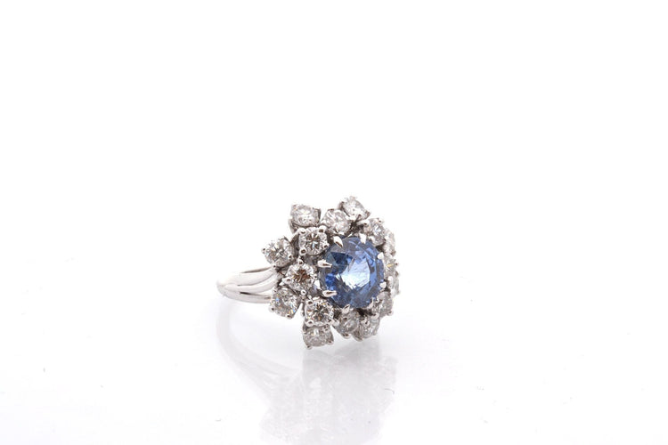 Bague 54 Bague vintage saphir non chauffée de 4,03cts 58 Facettes 27605-27223