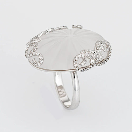 Bague Bague papillon en cristal de roche et diamants, en or blanc 14 carats, bijou de cocktail 58 Facettes G12631