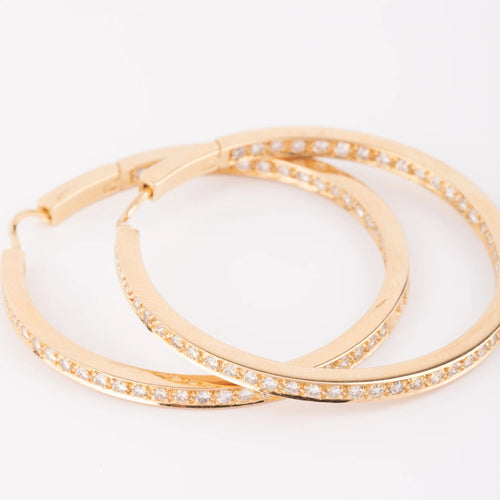 Boucles d'oreilles Créoles en diamants sur or jaune 58 Facettes 1