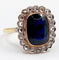 Bague 59 Bague pompadour art deco or jaune 18k pierre bleue et diamant taille rose (circa 1900) 58 Facettes A06202