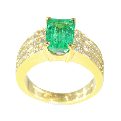 Bague 51 La splendeur verte de Kutchinsky : bague de fiançailles en émeraude de 2,33 ct avec accents de diamants 58 Facettes 13262-0119