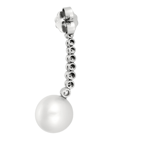 Boucles d'oreilles BOUCLES D'OREILLES "DORMEUSES" OR BLANC DIAMANTS ET PERLES 58 Facettes BO/240060