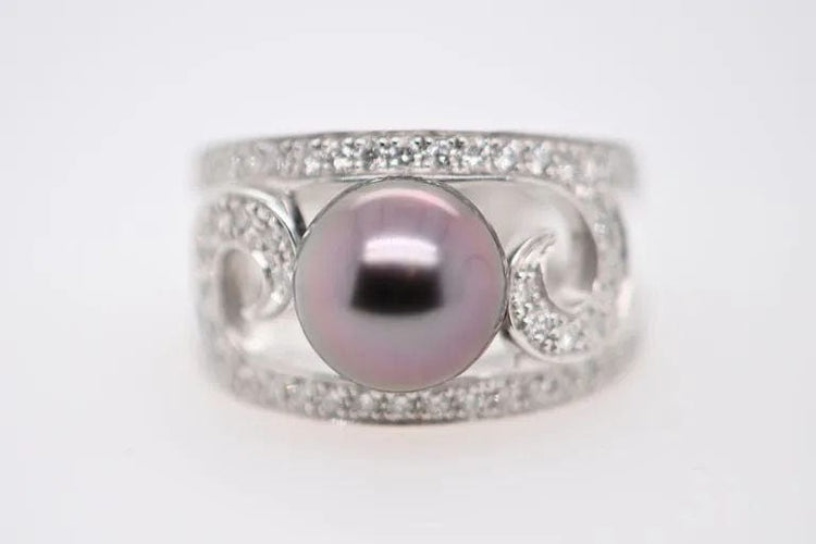 Bague Bague cocktail Or blanc Perle Diamants 58 Facettes