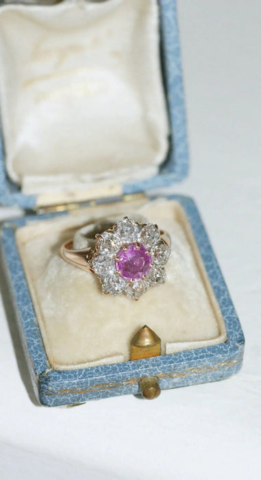 Bague 58 Bague Marguerite Saphir Rose et Diamants 58 Facettes