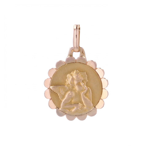 Pendentif Médaille ancienne angelot or rose 58 Facettes CVP188