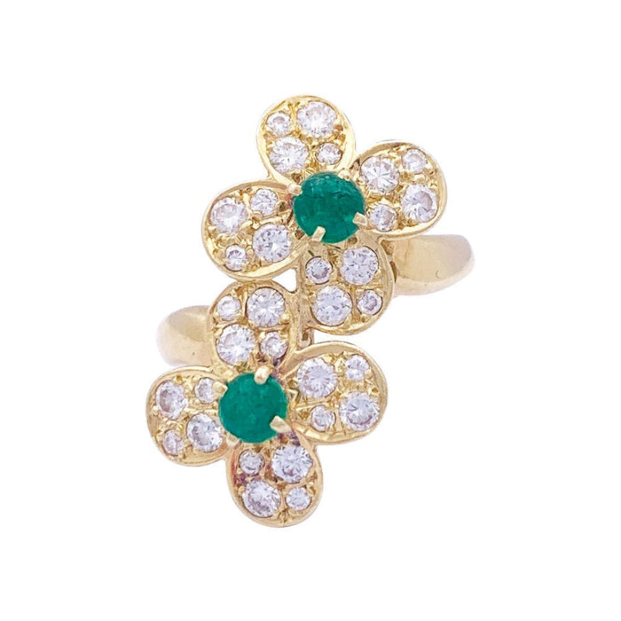 Bague 51 Bague Van Cleef & Arpels, "Fleurette", en or jaune, diamants et émeraudes. 58 Facettes 33747