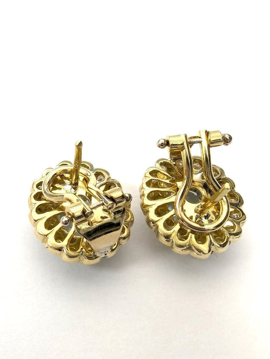 Boucles d'oreilles Boucles d'oreilles en or jaune avec aigue-marine et diamants 58 Facettes