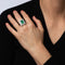 Bague Bague de cocktail carrée en or blanc 18 carats, taille 7,5, émeraude et diamants, style vintage, bijoux raffinés 58 Facettes G13724