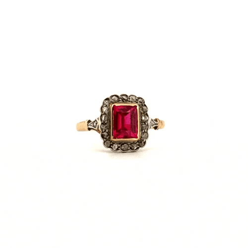 Bague 56 Bague Vintage Or Jaune Rubis & Diamants 58 Facettes 57-GS35197-2