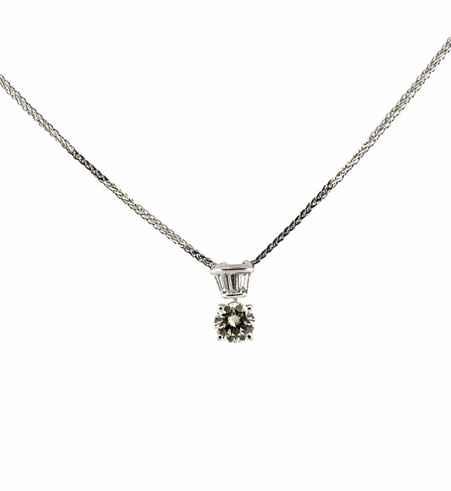 Collier or blanc solitaire diamant 0,52 carat