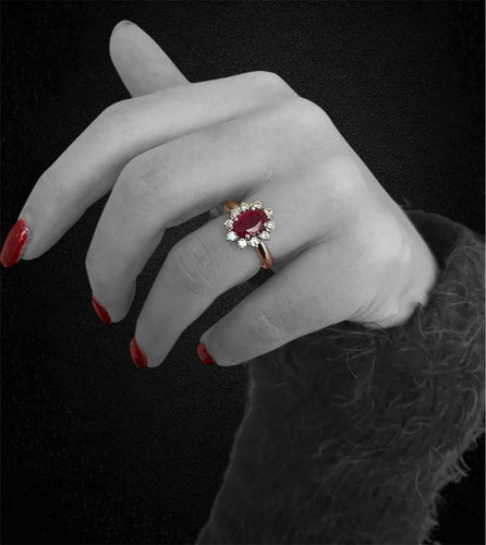 Bague 53 Bague marguerite avec rubis et diamants 58 Facettes