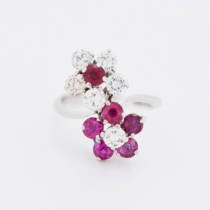 Bague Bague toi et moi or blanc rubis diamants 58 Facettes 181