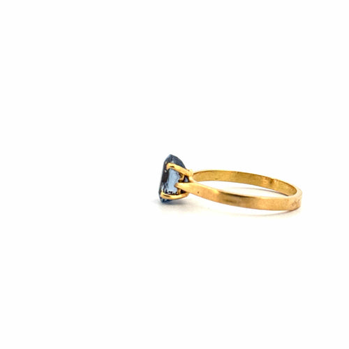 Bague 56 Solitaire Or Jaune 18k & Saphir 58 Facettes