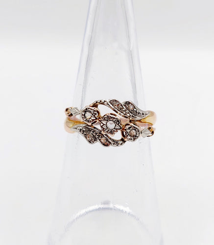 Bague 51 Bague or rose, diamants taille rose (circa 1900) tourbillon 58 Facettes A06288