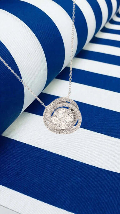 Collier tourbillon diamants or blanc