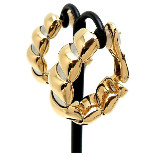 Bulgari Tubogas Gold Stainless Steel Hoop Earrings 58 Facettes