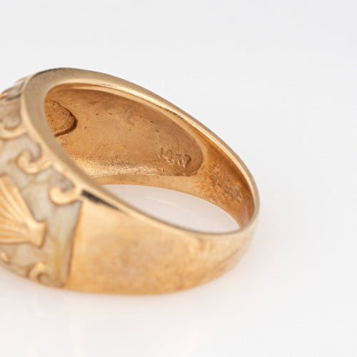 Bague 52 Bague étoile de mer en or jaune avec bande émaillée 58 Facettes G14010