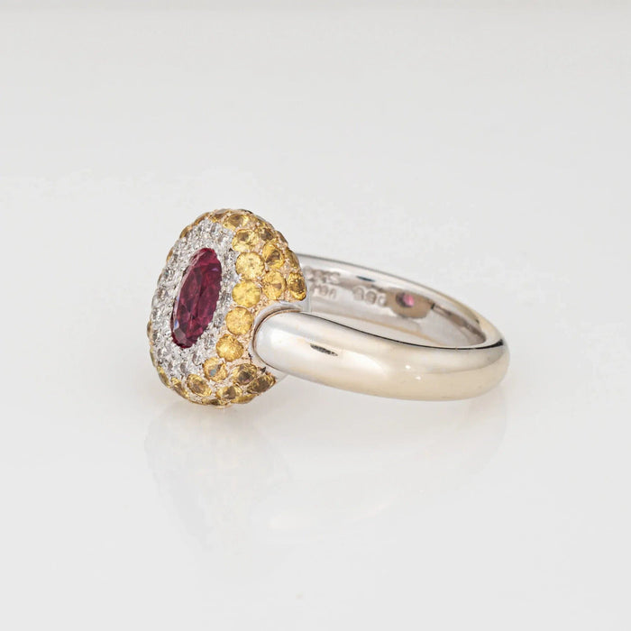 Bague 53 Bague à bascule en or blanc avec tourmaline rose et saphir jaune 58 Facettes G13586