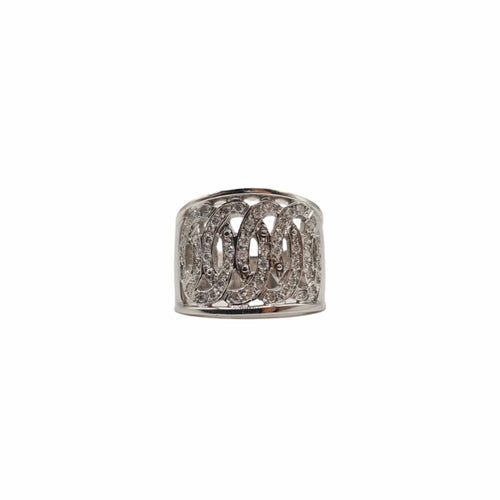 Bague 53.5 Bague or blanc sertie de diamants naturels 58 Facettes