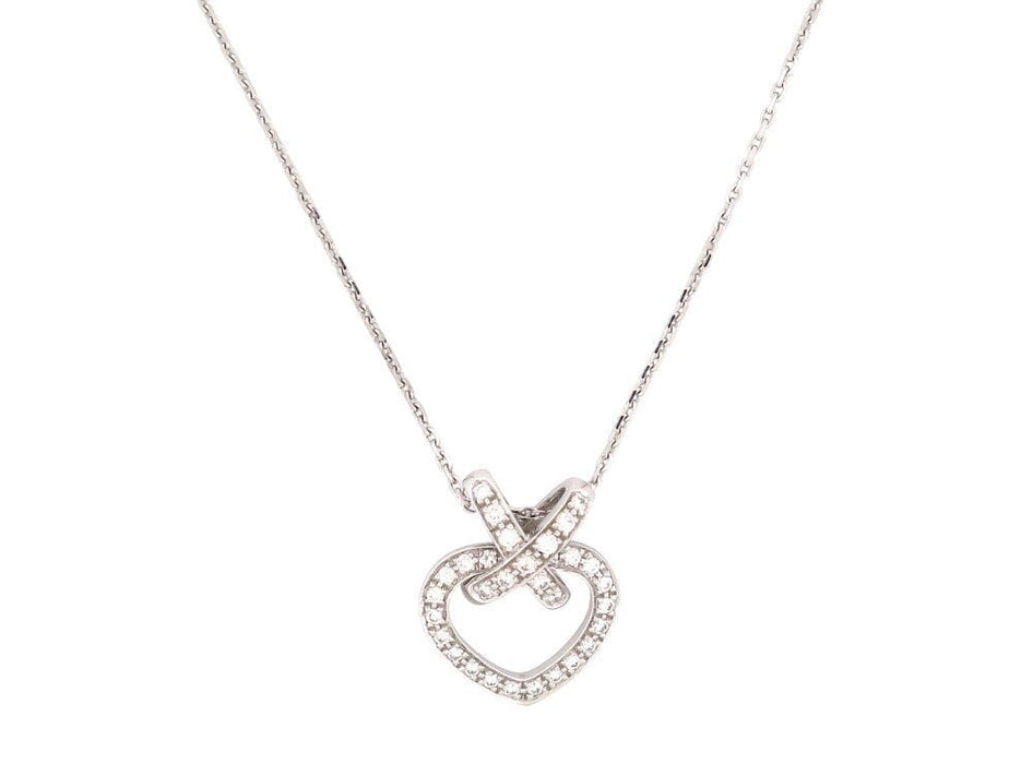 collier CHAUMET pendentif coeur lien 40cm or blanc diamants