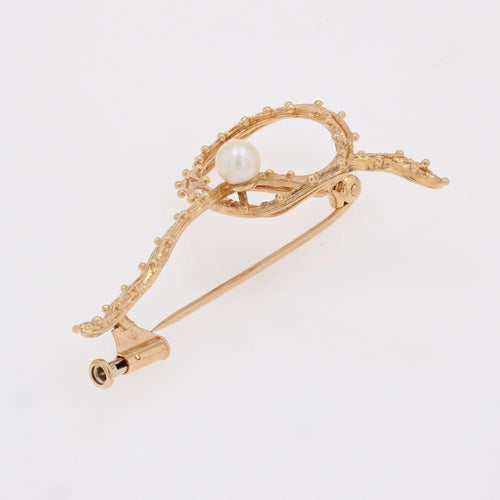 Broche Broche noeud or rose et perle de culture 58 Facettes CVBR97