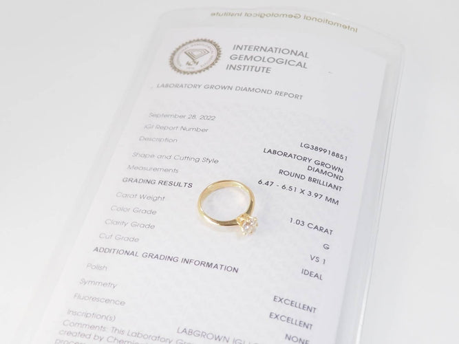 Bague 52 Bague solitaire en or jaune et diamant synthétique 58 Facettes 31902