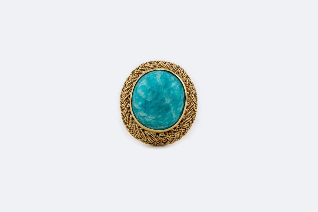 Bague 57 Bague vintage en or jaune avec turquoise 58 Facettes ANL831