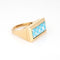 Bague 54 Bague damier en or jaune incrustée de turquoise 58 Facettes G13964