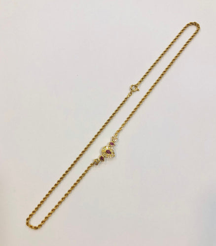 Collier Collier or jaune, rubis et diamants maille corde 58 Facettes