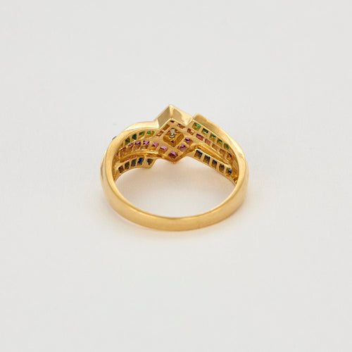 Bague 53 Bague or jaune, rubis, émeraude, saphir et diamants 58 Facettes ENG105722