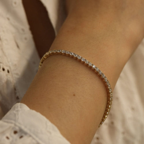 Bracelet Bracelet ligne en or gris 18 Cts avec 4,00 carats de diamants brillants G-VS - 17 cm 58 Facettes FB09959